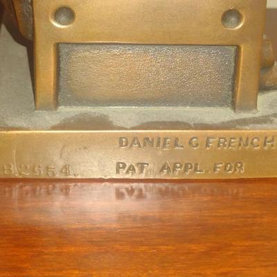 Antique Pair of Daniel C. French Bronze John Harvard Bookends