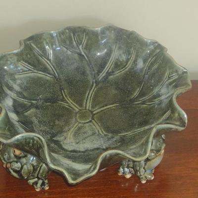 Porcelain Frog and Lily Bowl- Approx 10 1/4" in Diameter