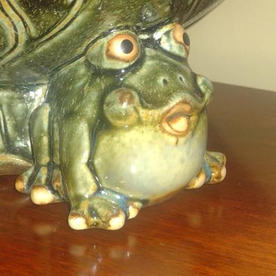 Porcelain Frog and Lily Bowl- Approx 10 1/4" in Diameter