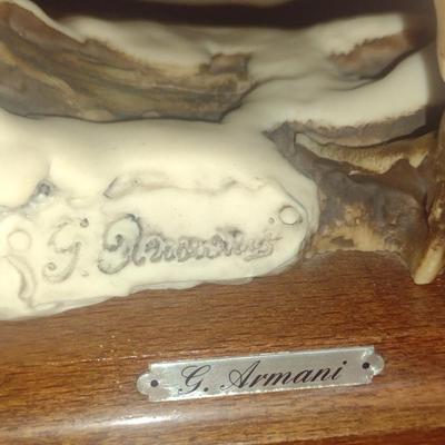 G. Armani 'Sparrow on Snow' Hand Painted Capodimonte Figurine- Approx 10 1/2" Tall
