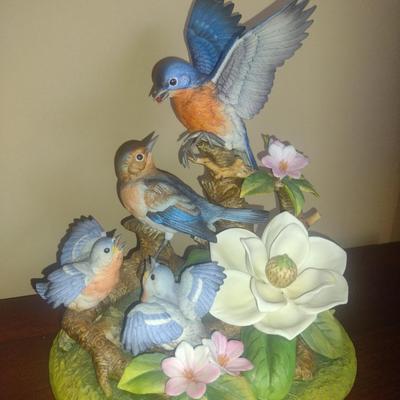 Vintage Andrea 'Bluebird Family' Figurine- Approx 10 1/4" Tall