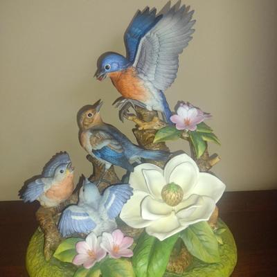 Vintage Andrea 'Bluebird Family' Figurine- Approx 10 1/4" Tall