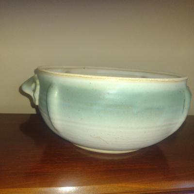 Covered Pottery Baker/Vegetable Bowl- Signed by Artist- Approx 9" in Diameter