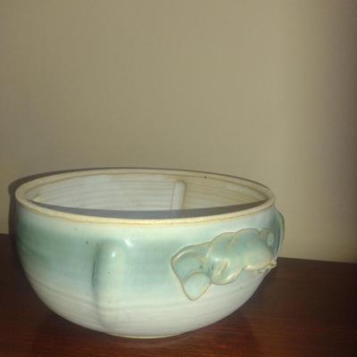 Covered Pottery Baker/Vegetable Bowl- Signed by Artist- Approx 9" in Diameter