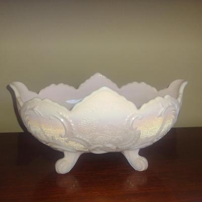 Vintage Jeannette Shell Pink Milk Glass Bowl- Lombardi Pattern
