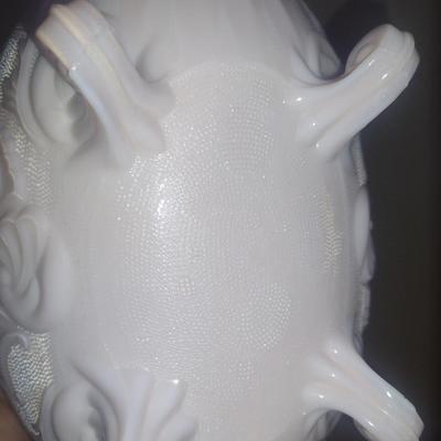 Vintage Jeannette Shell Pink Milk Glass Bowl- Lombardi Pattern