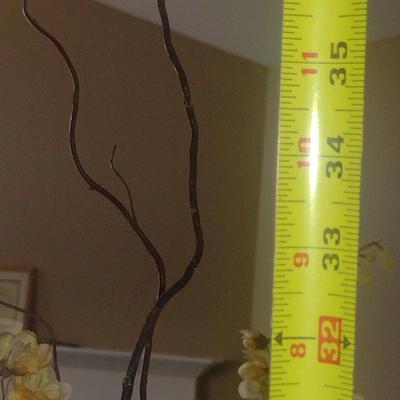 Artificial Flower Arrangement in Asian Pottery Vase- Approx 12" Tall