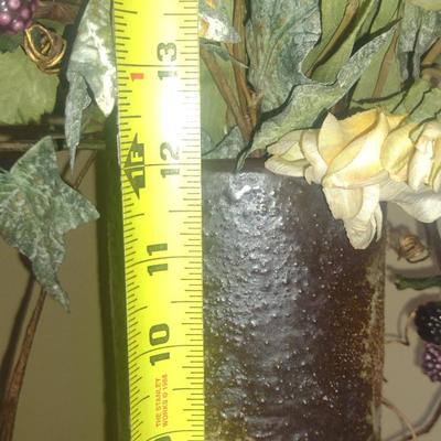 Artificial Flower Arrangement in Asian Pottery Vase- Approx 12" Tall