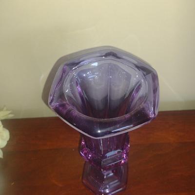 Glass Trumpet Vase- Possibly Moser Alexandrite- Approx 8" Tall