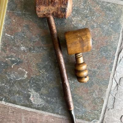 wood pipe and nut cracker