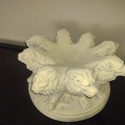 Circle of Lions Large Sculpture- Possibly Plaster- Approx 15 1/2" in Diameter