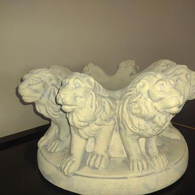 Circle of Lions Large Sculpture- Possibly Plaster- Approx 15 1/2" in Diameter