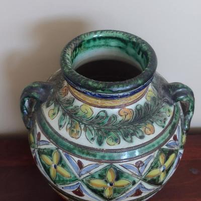 Painted Italian Pottery Vase- Approx 12" Tall