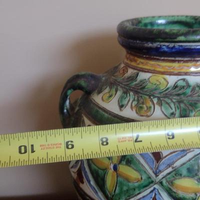 Painted Italian Pottery Vase- Approx 12" Tall
