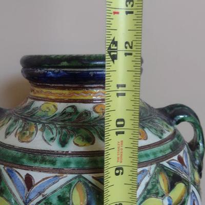Painted Italian Pottery Vase- Approx 12" Tall