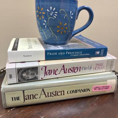 Jane Austen book lot and mug