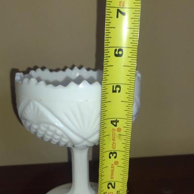Pair of Milk Glass Candy Dishes- One is Covered