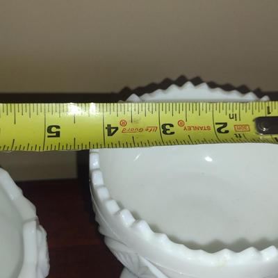 Pair of Milk Glass Candy Dishes- One is Covered