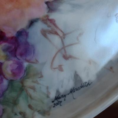 Hand Painted Oval Serving Tray- Approx 16 1/2" x 12"