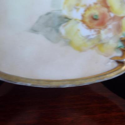 D&Co France Hand Painted Porcelain Cake Plate- Approx 9 1/2" in Diameter
