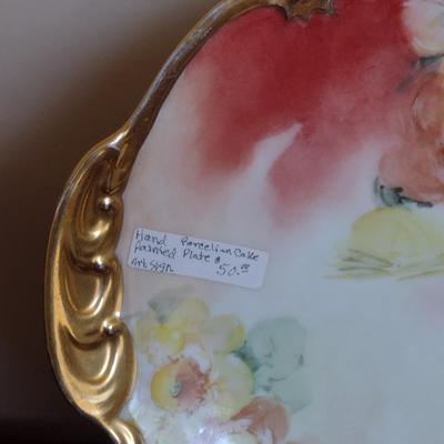D&Co France Hand Painted Porcelain Cake Plate- Approx 9 1/2" in Diameter