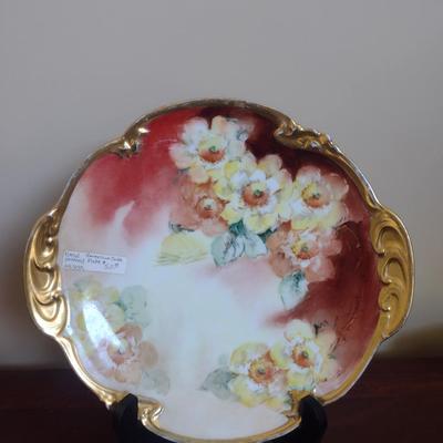 D&Co France Hand Painted Porcelain Cake Plate- Approx 9 1/2" in Diameter