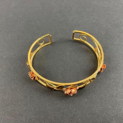 -128- JEWELRY | Krementz Rose gold Tone Bracelet, Necklace, Earrings, & Pin | Diamond
