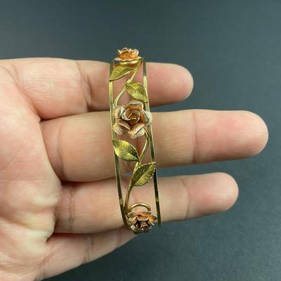 -128- JEWELRY | Krementz Rose gold Tone Bracelet, Necklace, Earrings, & Pin | Diamond