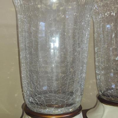 Set of Three Mikasa Crackle Glass Hurricane Candle Holders