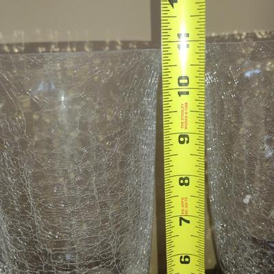 Set of Three Mikasa Crackle Glass Hurricane Candle Holders
