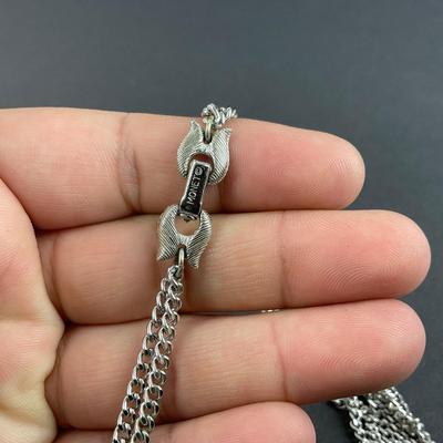 -129- JEWELRY | One Monet Marked Silver Tone Necklace & One Silver Tone Clip Earrings