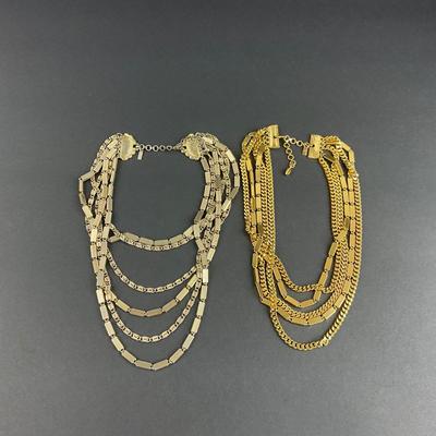-131- MONET | Gold Tone Multi Strand Chunky Necklaces | Marked