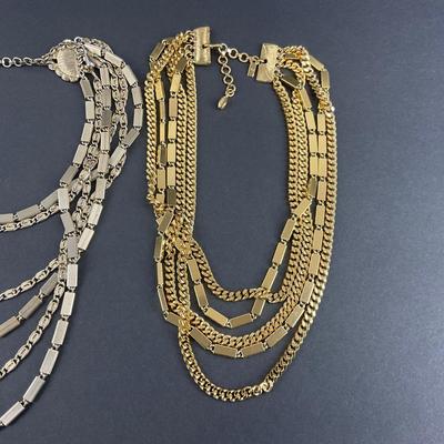 -131- MONET | Gold Tone Multi Strand Chunky Necklaces | Marked
