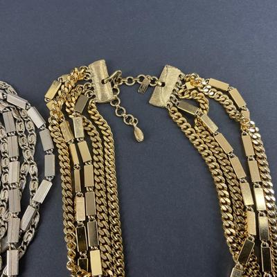 -131- MONET | Gold Tone Multi Strand Chunky Necklaces | Marked