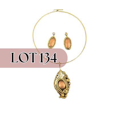 -134- COPPER | Unmarked Unique Necklace & Earrings Set