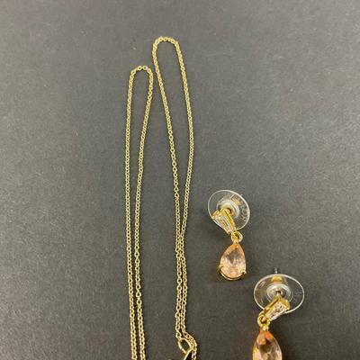 -135- JEWELRY | Quartz Crystal Necklace & Earrings Set