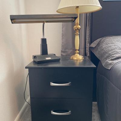 Black Nightstand with 2 lamps
