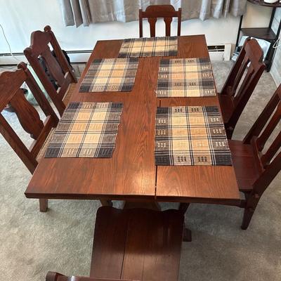 Wood Table with six chairs