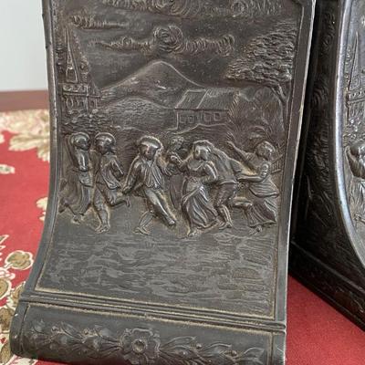 Vintage Jennings Brothers bookends Village Dancers JB Brass