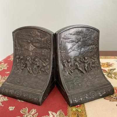Vintage Jennings Brothers bookends Village Dancers JB Brass