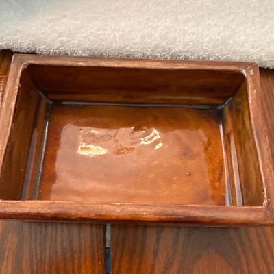 Wood bowl and ceramic duck