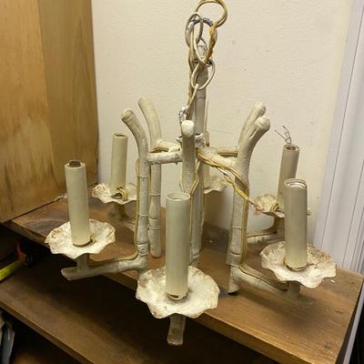 Vintage faux bamboo metal chandelier