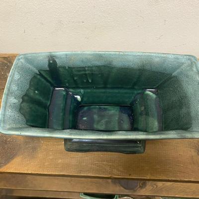 Vintage green footed planter