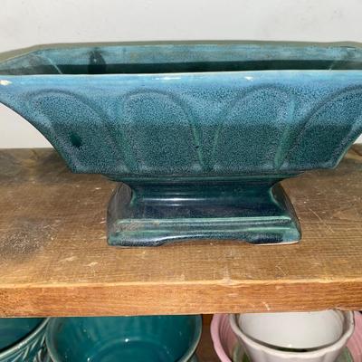 Vintage green footed planter
