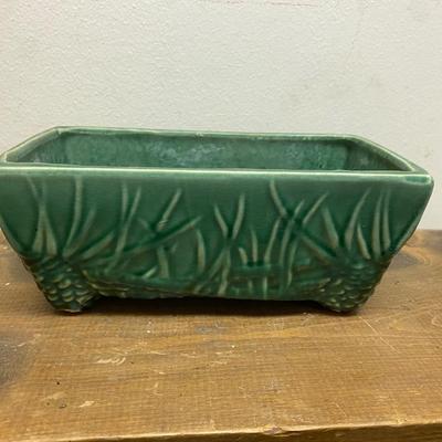 Vintage Green Mid Century McCoy Rectangular Footed Planter