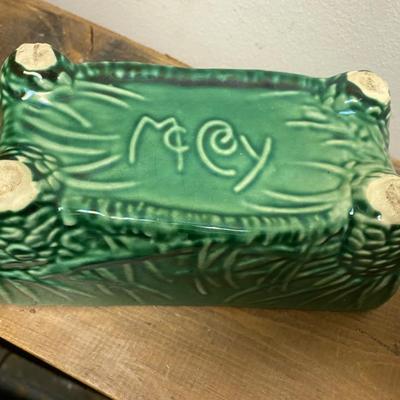 Vintage Green Mid Century McCoy Rectangular Footed Planter