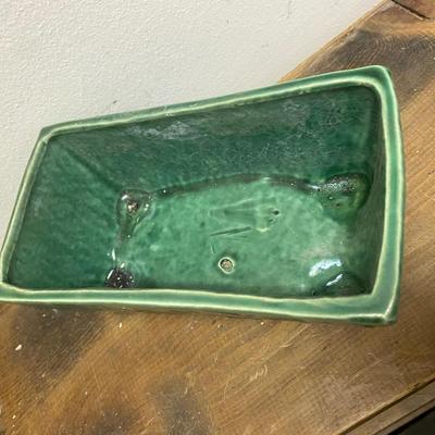 Vintage Green Mid Century McCoy Rectangular Footed Planter