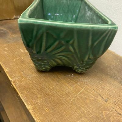 Vintage Green Mid Century McCoy Rectangular Footed Planter