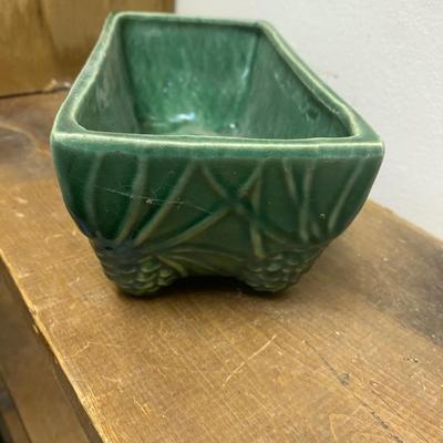 Vintage Green Mid Century McCoy Rectangular Footed Planter