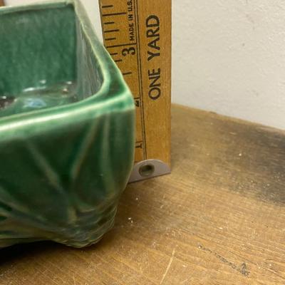 Vintage Green Mid Century McCoy Rectangular Footed Planter